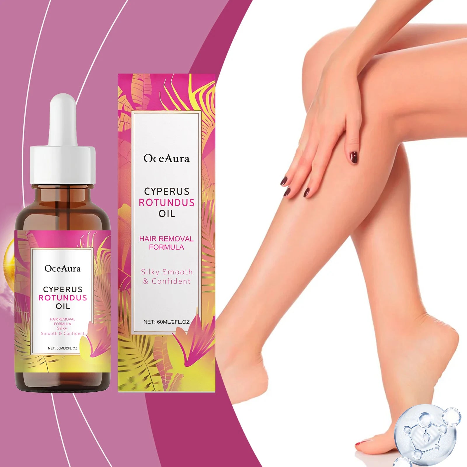 OceAura Cyperus Rotundus Oil for Hair Removal Soft Smooth Skin Care Deep Hydration Anti Hair Growth Inhibition After Shave Oil